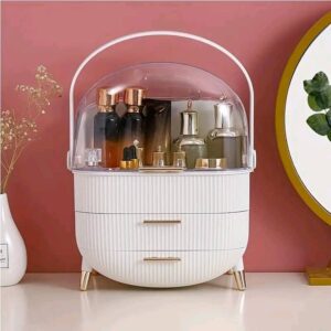 Dust-Proof Large Capacity Makeup Storage Box With Handle