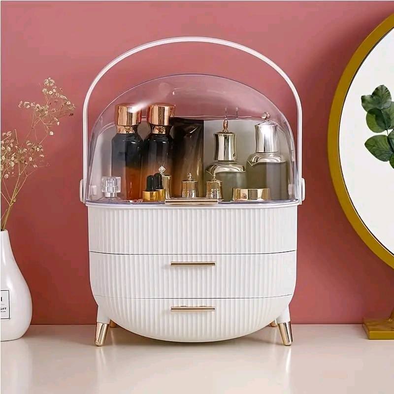 Dust-Proof Large Capacity Makeup Storage Box With Handle